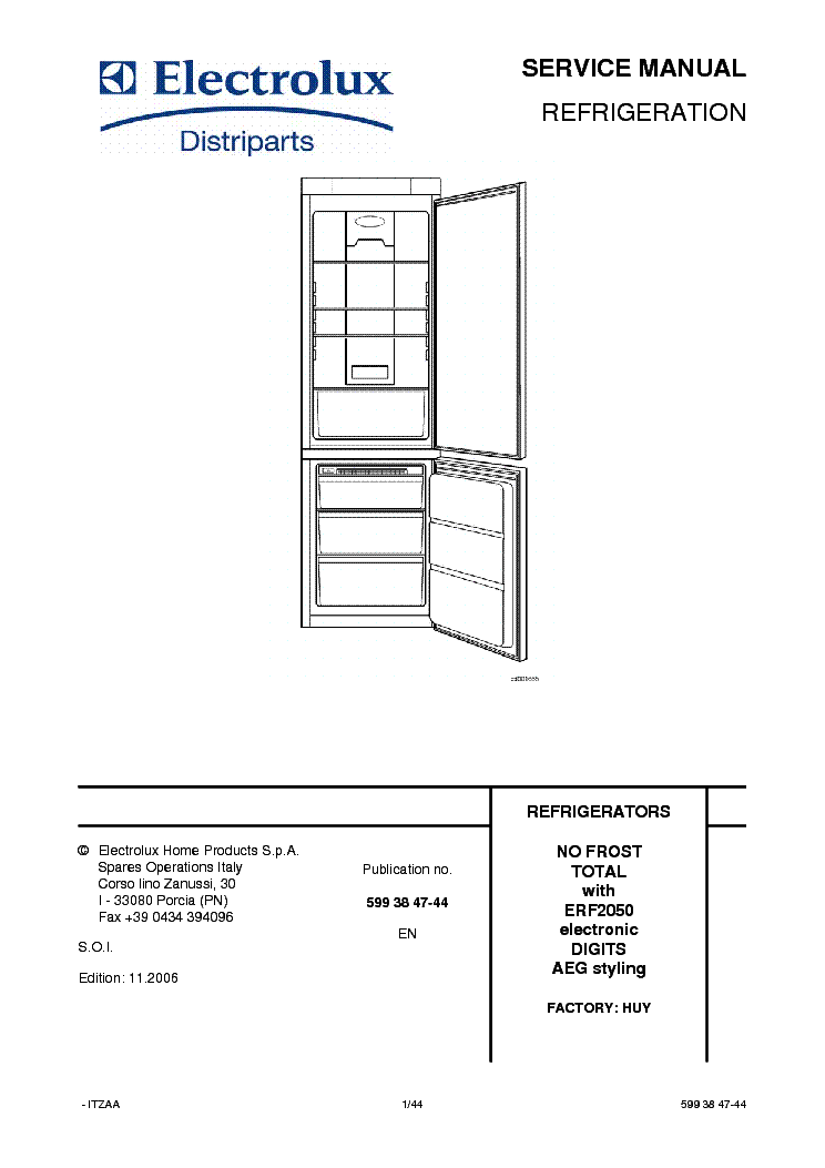 ELECTROLUX ERF-2050 SM service manual (1st page)