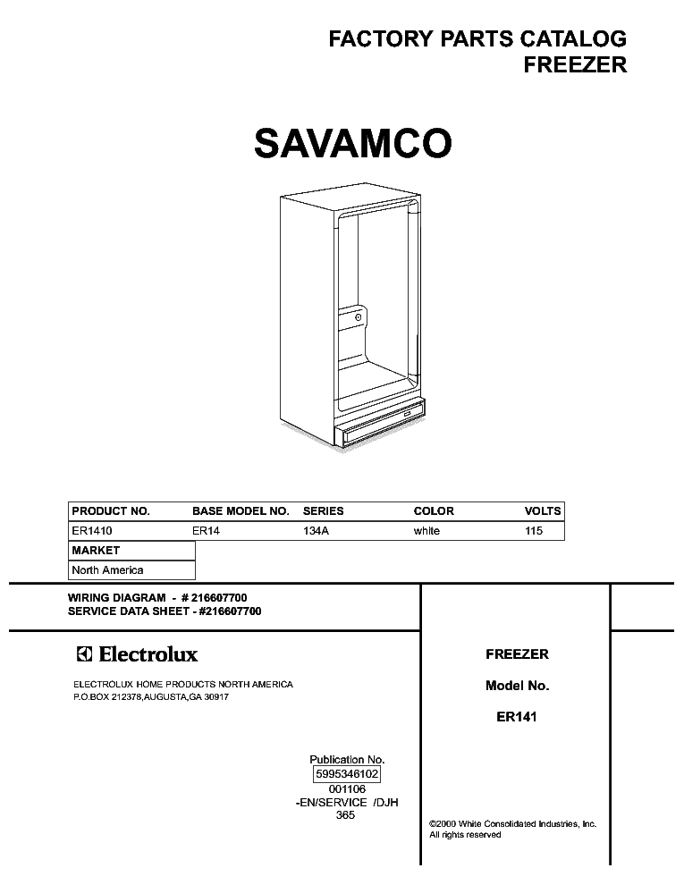 ELECTROLUX FRIGIDAIRE SAVAMCO ER141 service manual (1st page)