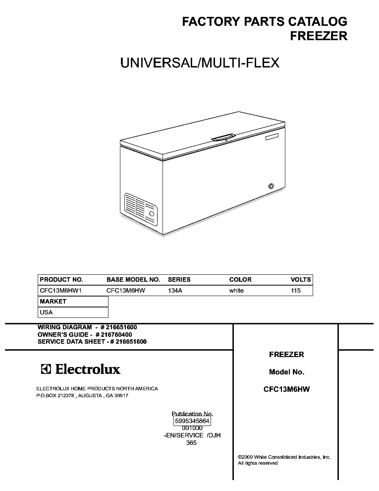 ELECTROLUX FRIGIDAIRE UNIVERSAL MULTI-FLEX CFC13M6HW service manual (1st page)