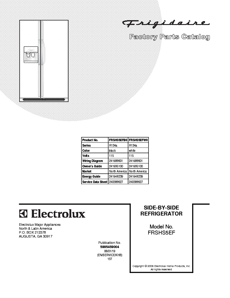 ELECTROLUX FRSHS5EF SM service manual (1st page)