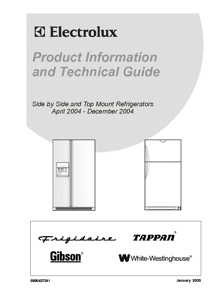 ELECTROLUX SIDE BY SIDE AND TOP MOUNT 2004 APRIL-DECEMBER service manual (1st page)