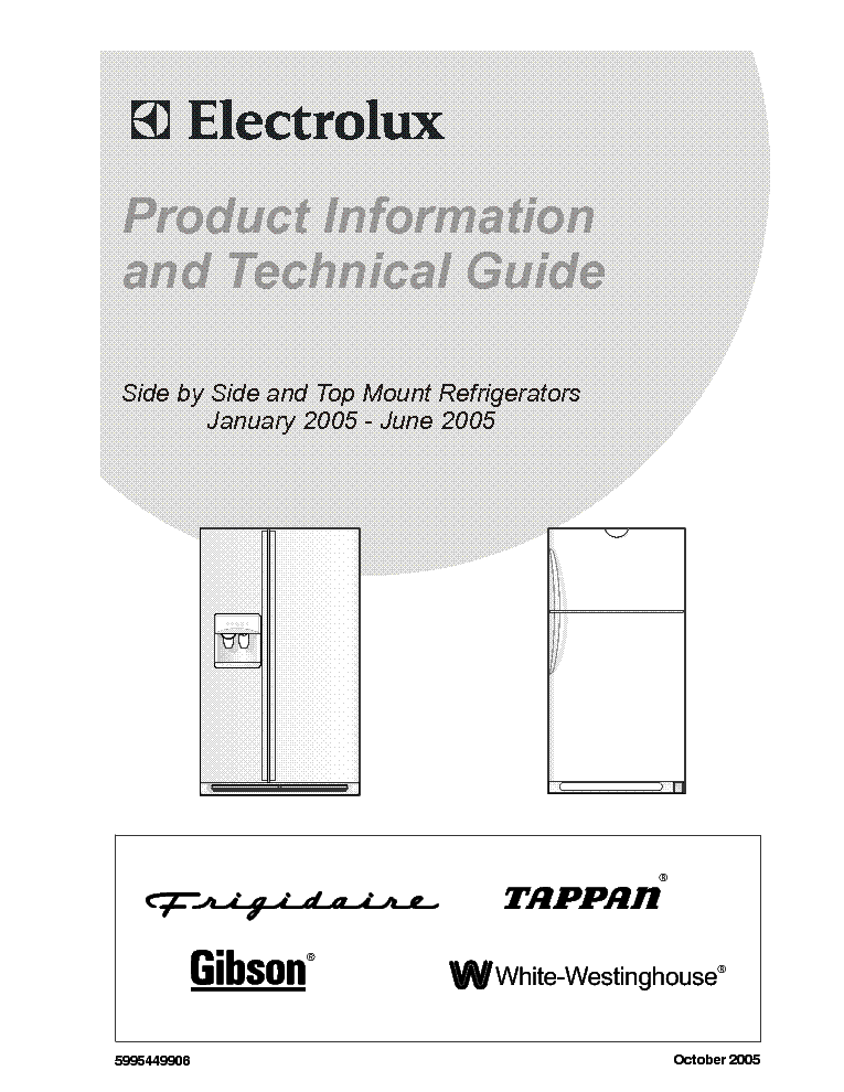 ELECTROLUX SIDE BY SIDE AND TOP MOUNT 2005 service manual (1st page)
