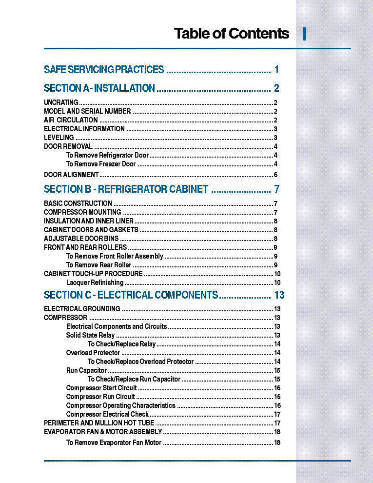 ELECTROLUX SIDE BY SIDE REFRIGERATOR VARIABLE CAPACITY COMPRESSOR service manual (2nd page)