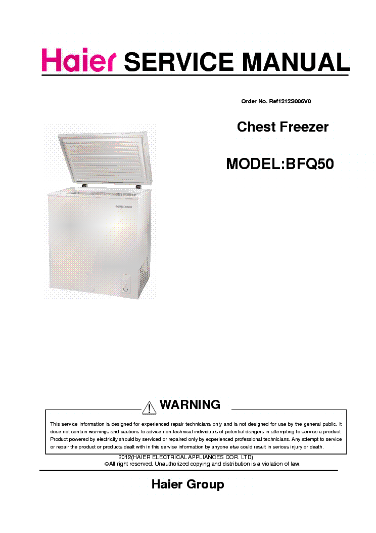 HAIER BFQ50 FREEZER Service Manual download, schematics, eeprom, repair