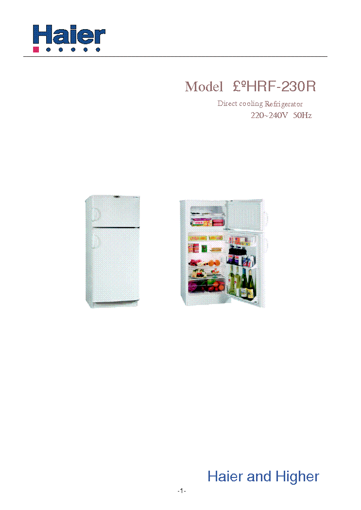 HAIER HRF-230R service manual