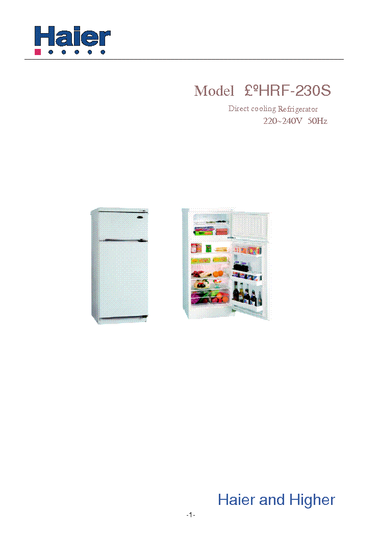 HAIER HRF-230S service manual