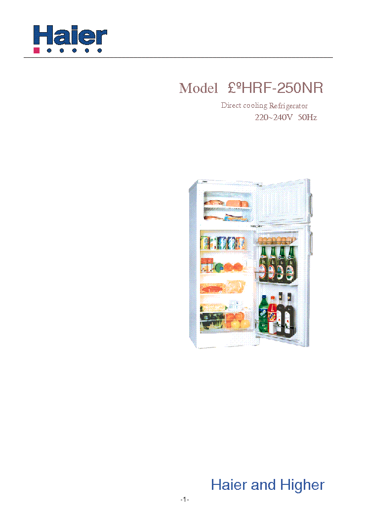 HAIER HRF-250NR service manual