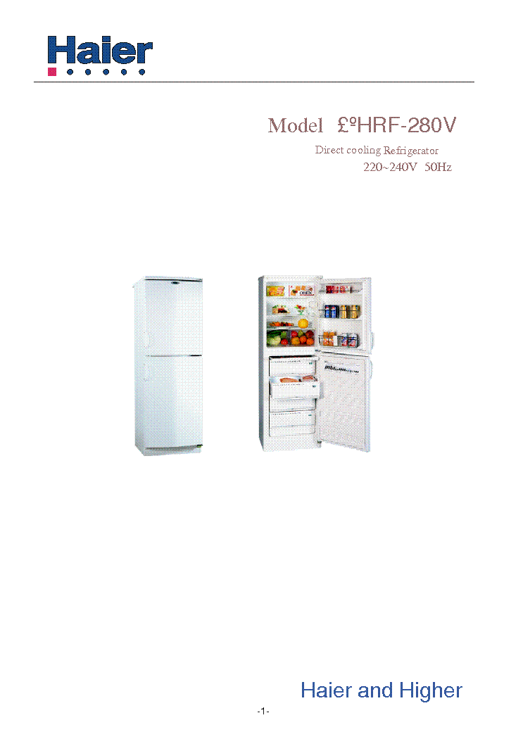 HAIER HRF-280V service manual