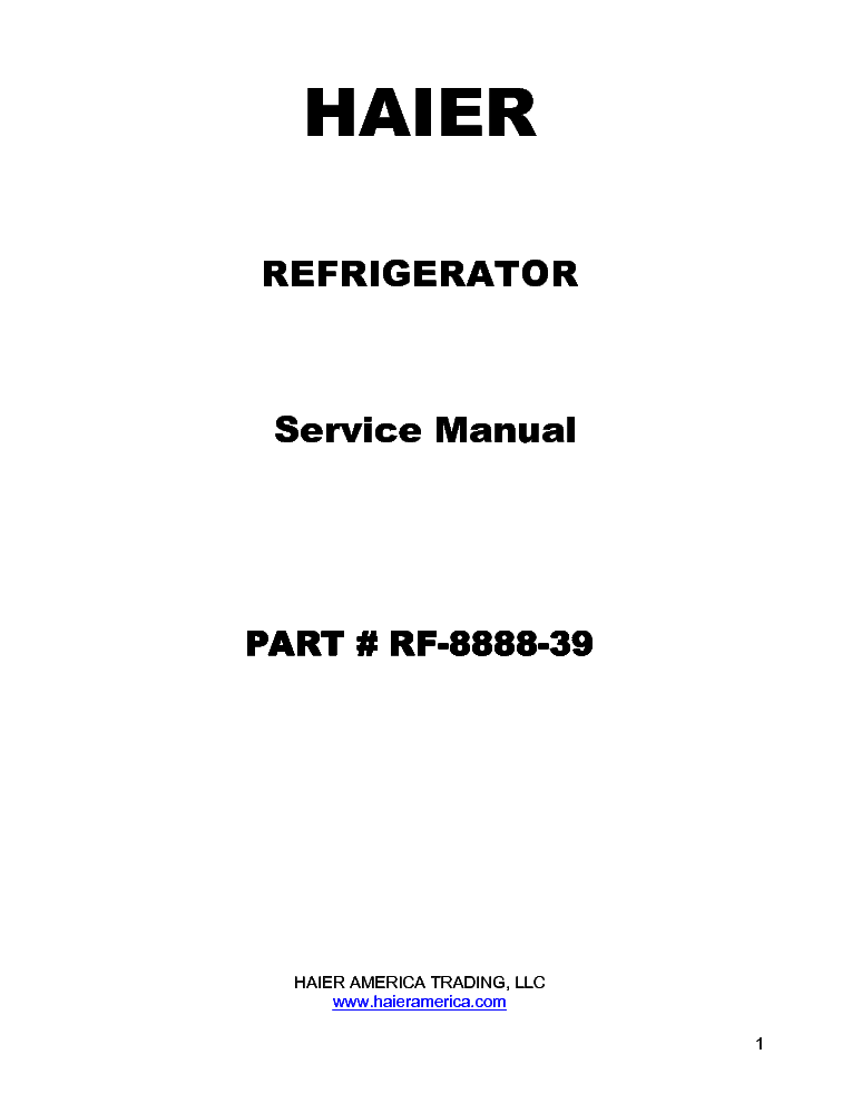 HAIER HRF12 service manual