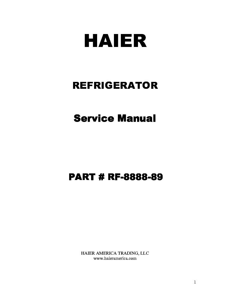 HAIER HRF488FR-A BCD409WD service manual