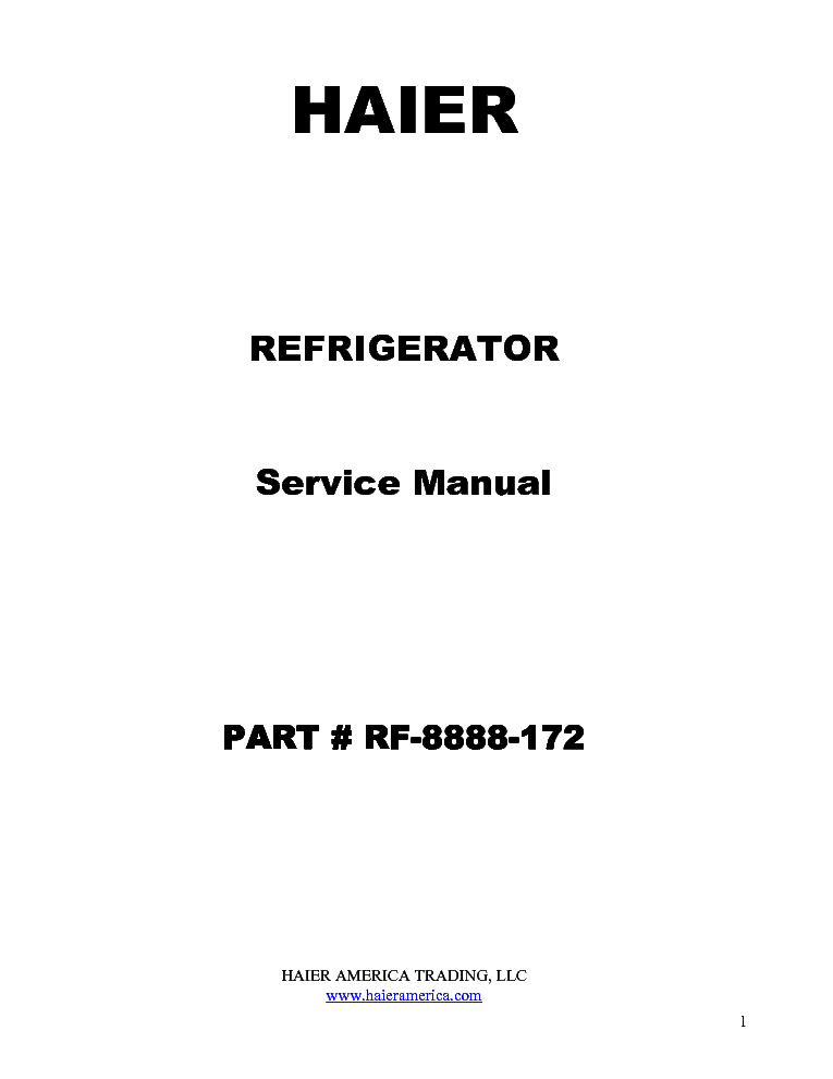 HAIER HRQ04WNAWW BC117AR service manual