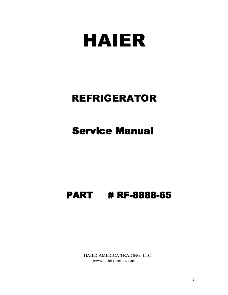 HAIER HSP03WNBWW service manual