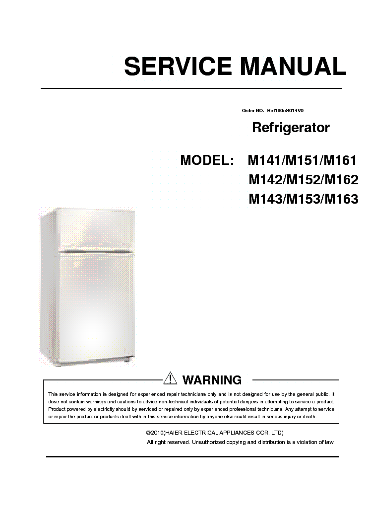 HAIER M141 M151 M161 M142 M152 M162 M143 M153 M163 service manual