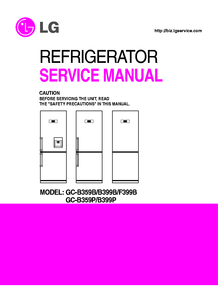 LG GC-B359B P B399B P F399B Service Manual download, schematics, eeprom ...