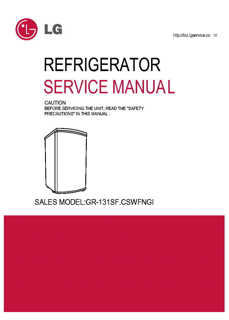 LG GR-131SF.CSWFNGI Service Manual download, schematics, eeprom, repair ...
