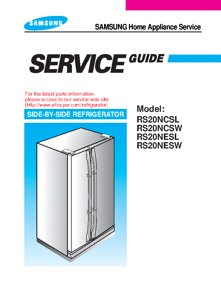 SAMSUNG RS20NCSL RS20NCSW RS20NESL RS20NESW SM service manual (1st page)