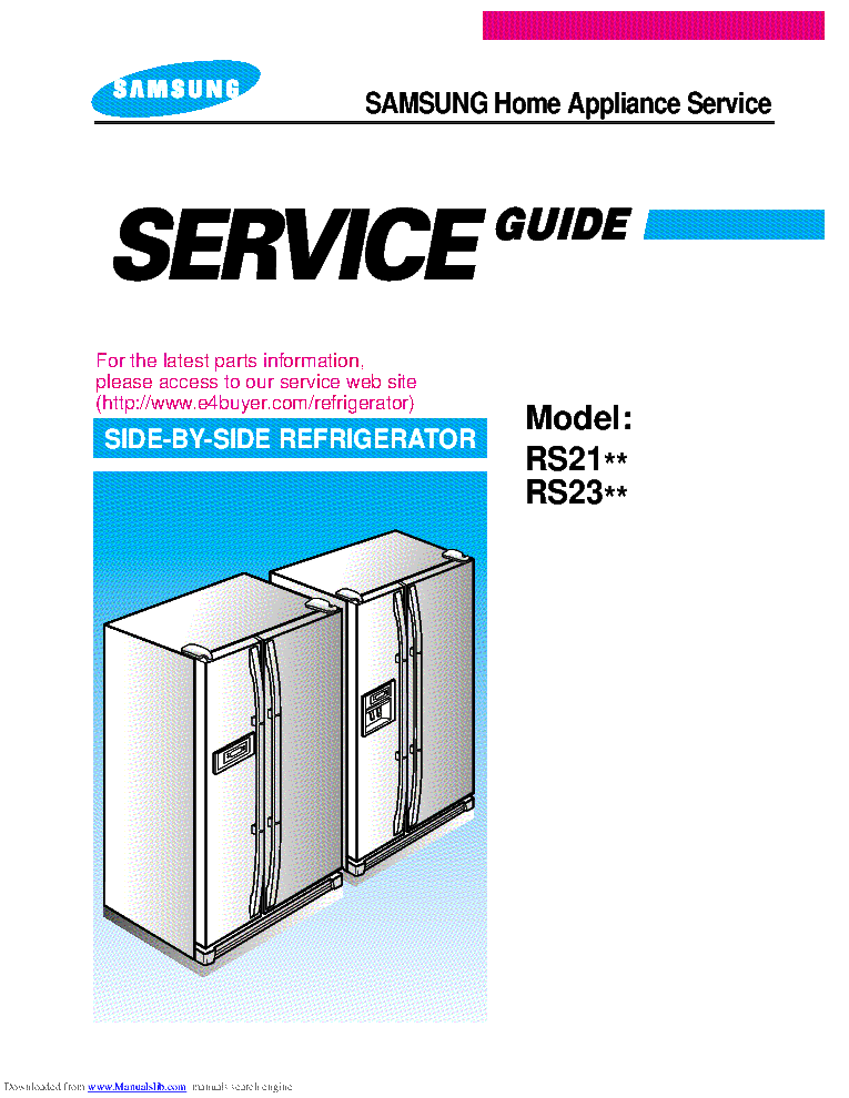 SAMSUNG RS21D RS21H RS21F RS21K RS23D RS23H RS23F RS23K SERVICE MANUAL ENGLISH service manual (1st page)