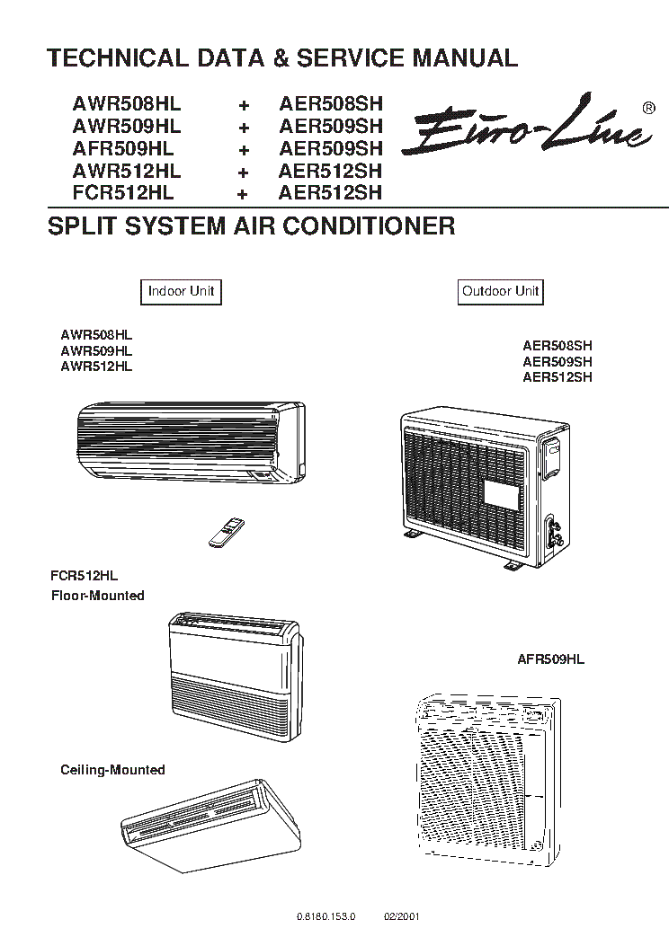 EURO-LINE AWR508HL AER508SH AWR509HL AFR509HL AER509SH AWR512HL FCR512HL AER512SH SM service manual (1st page)