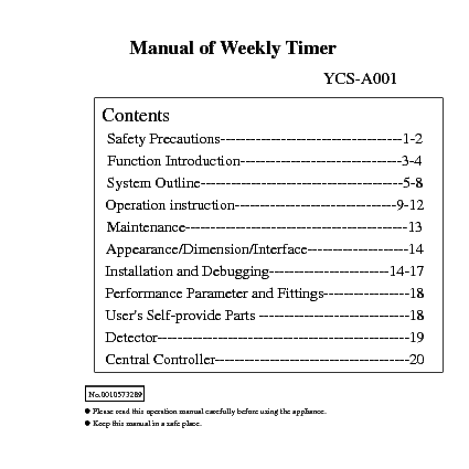 HAIER YCS-A001 service manual