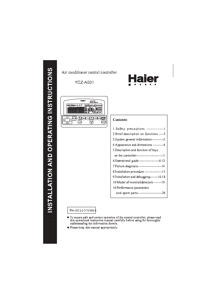 HAIER YCZ-A001 service manual