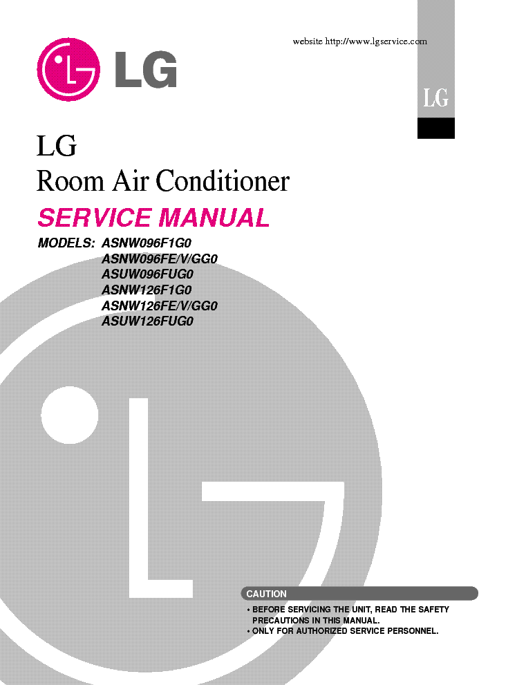 LG ASNW096F-XX ASNW126F-XX ASUW096FUG0 ASUW126FUG0 SM service manual