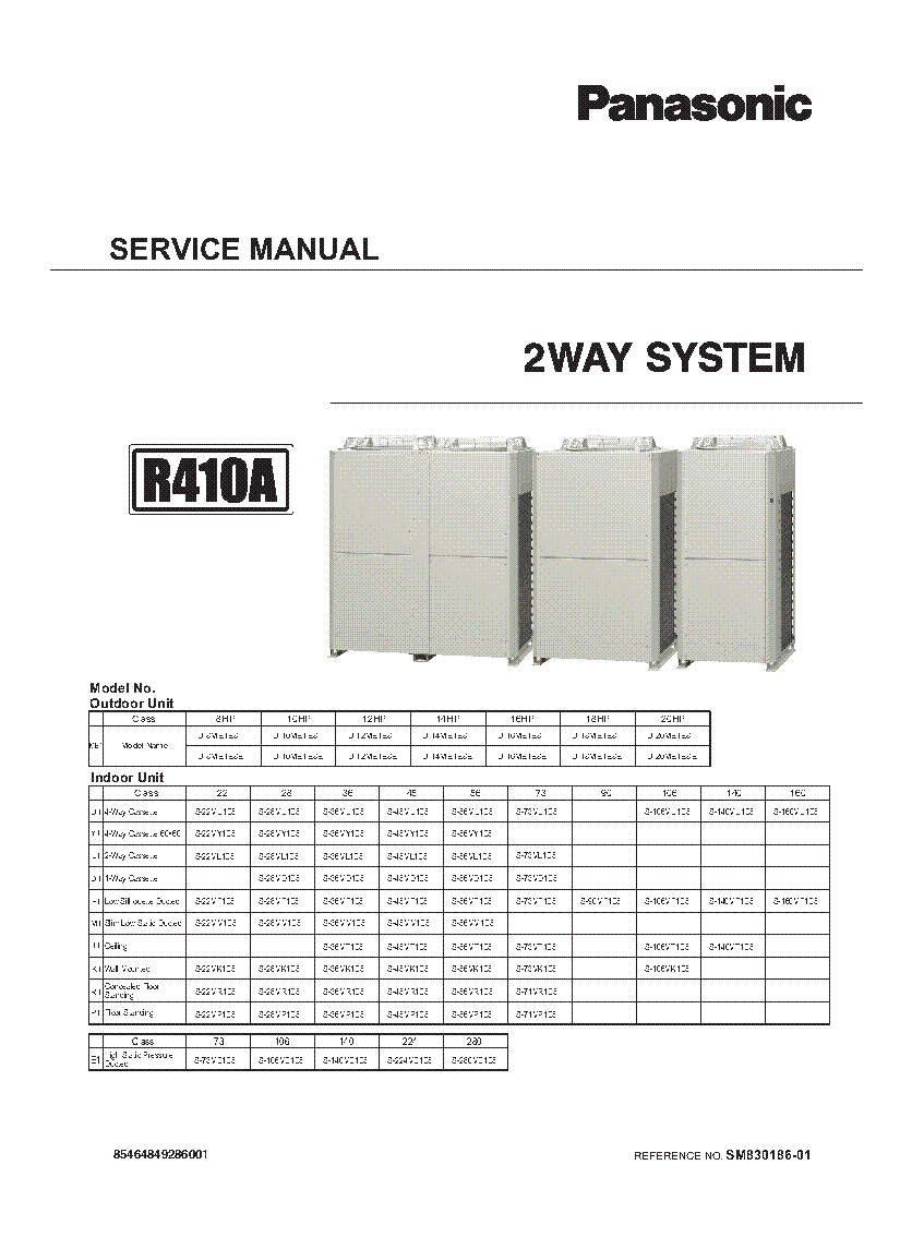 PANASONIC SM830186-01 U-8ME1E8 U-10ME1E8 U-12ME1E8 U-14ME1E8 U-16ME1E8 U-18ME1E8 U-20ME1E8 service manual