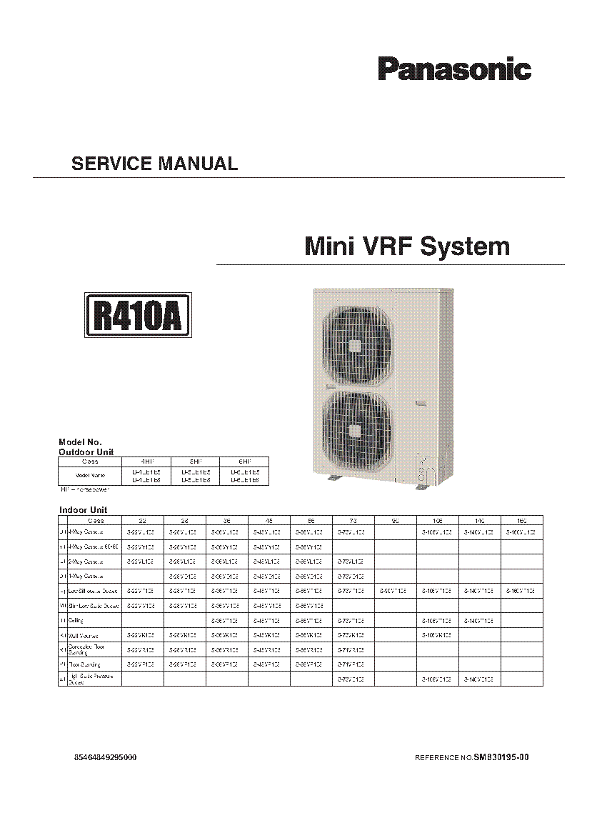 PANASONIC SM830195-00 U-4LE1E5 U-5LE1E5 U-6LE1E5 U-4LE1E8 U-5LE1E8 U-6LE1E8 SM service manual