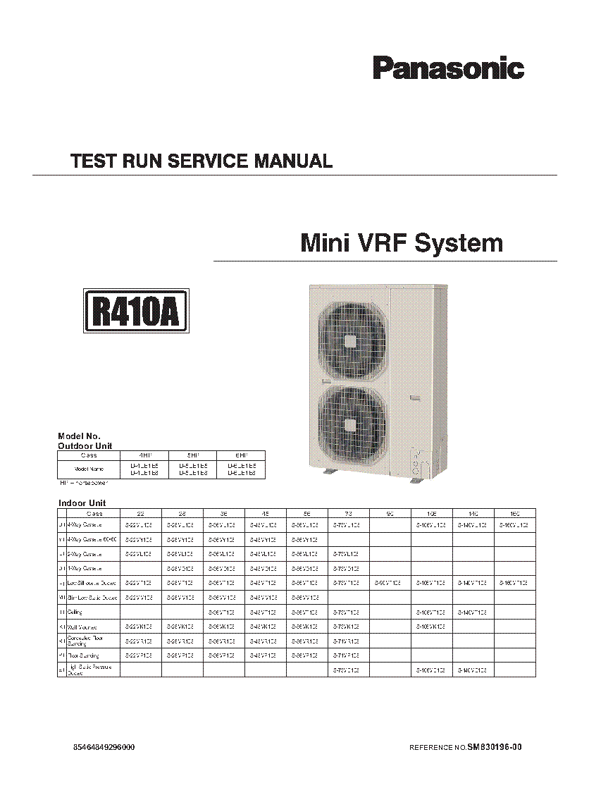PANASONIC SM830196-00 U-4LE1E5 U-5LE1E5 U-6LE1E5 U-4LE1E8 U-5LE1E8 U-6LE1E8 TEST-RUN SM service manual (1st page)