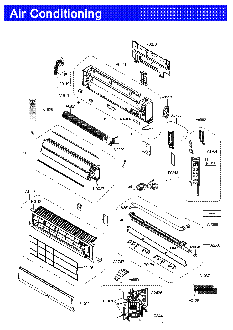 SAMSUNG AS24BPAN EXPLODED VIEWS PARTS LIST service manual
