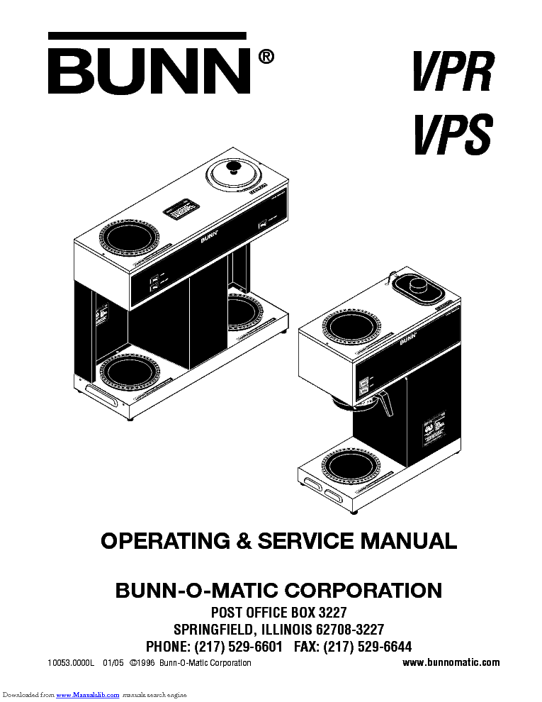 BUNN VPR VPS SM Service Manual download, schematics, eeprom, repair