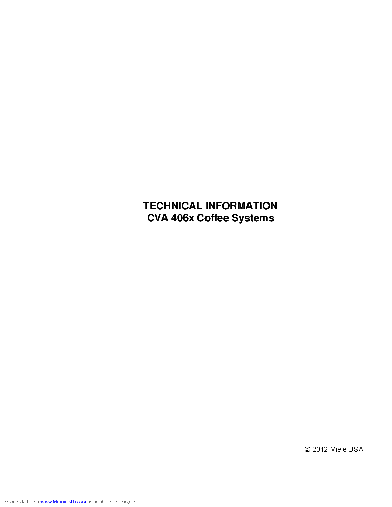 MIELE CVA 4062 CVA 406X COFFEE SYSTEMS SERVICE MANUAL service manual (1st page)