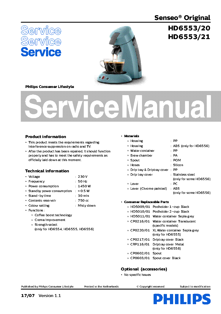 PHILIPS HD6553-20-21 SM service manual (1st page)