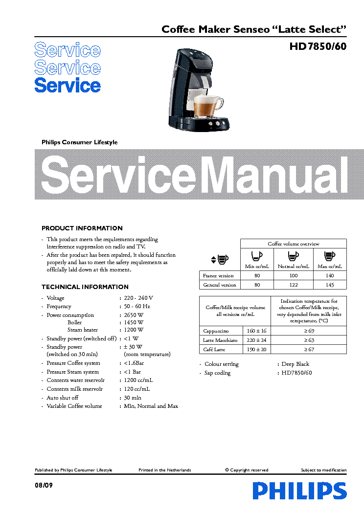 PHILIPS HD7854/88 MANUAL DE INSTRUCCIONES Descargar en PDF