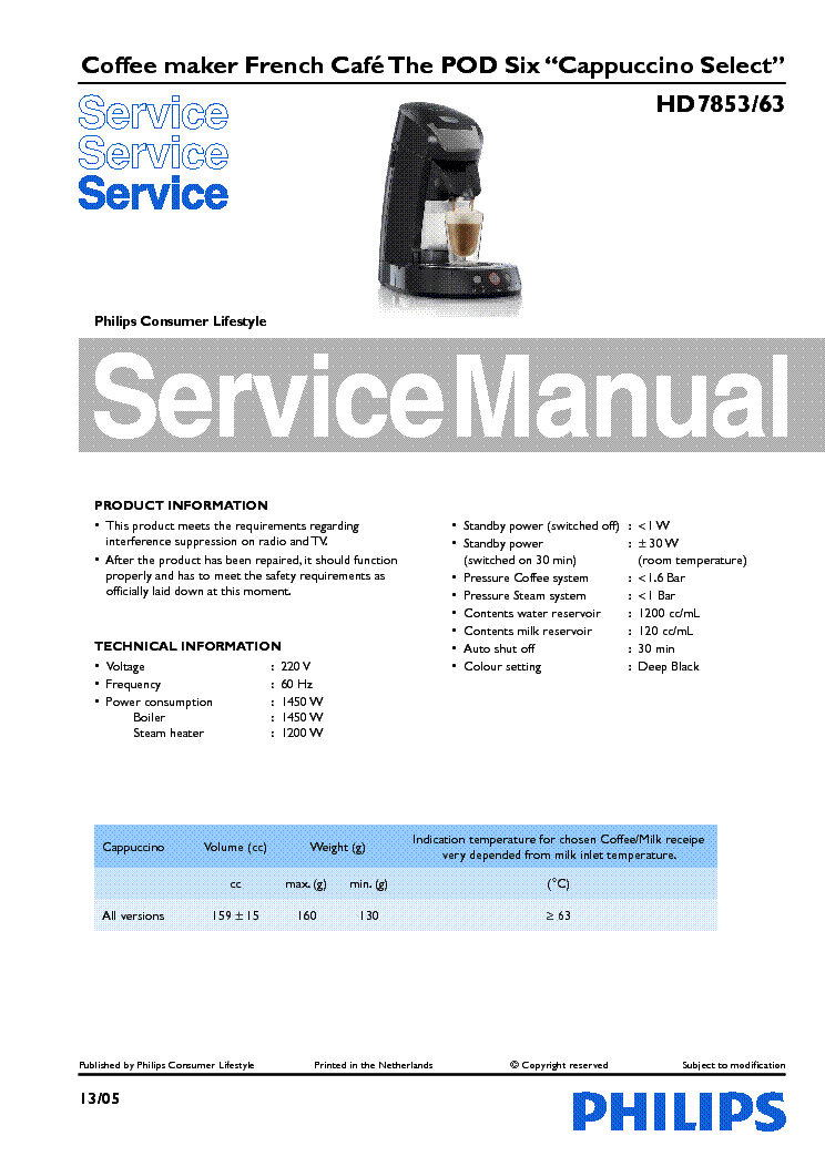 PHILIPS HD7853 63 service manual (1st page)