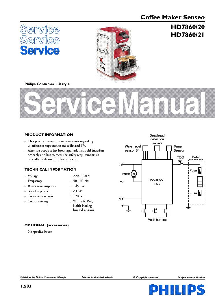 PHILIPS HD7860-20 HD7860-21 COFFEE MAKER SENSEO service manual (1st page)