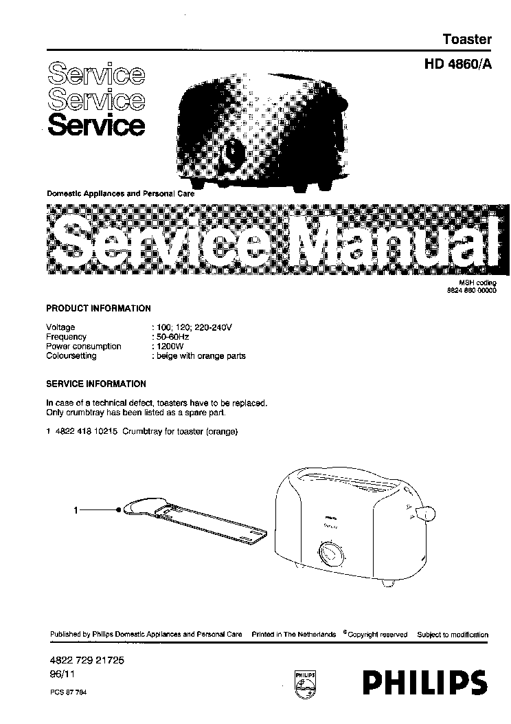 PHILIPS HD-4860-A SM service manual (1st page)
