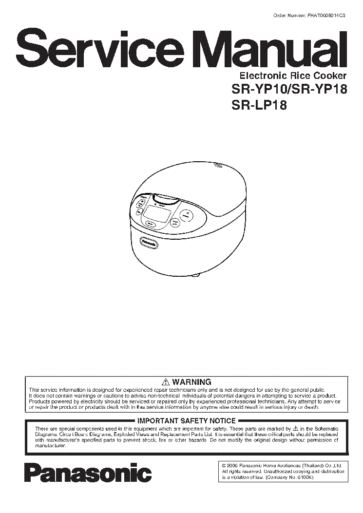 PANASONIC SR-LP18 SR-YP18 SM service manual