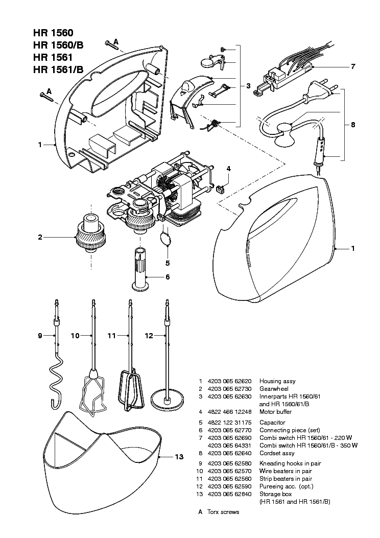 PHILIPS HR-1560-B 1561-B MIXER service manual (2nd page)