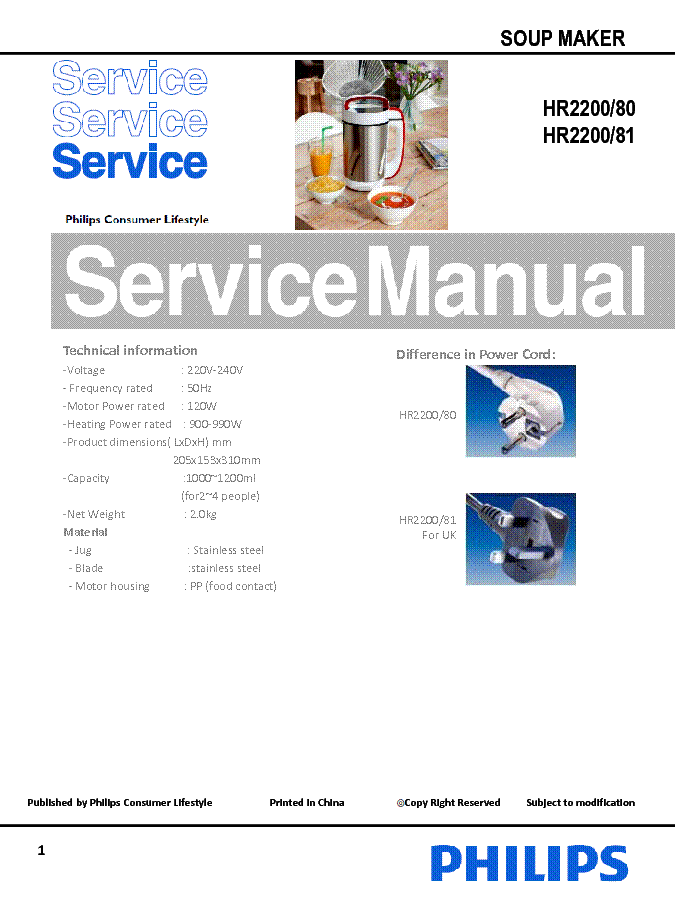User manual Philips Series 2200 EP2220 (English - 110 pages)