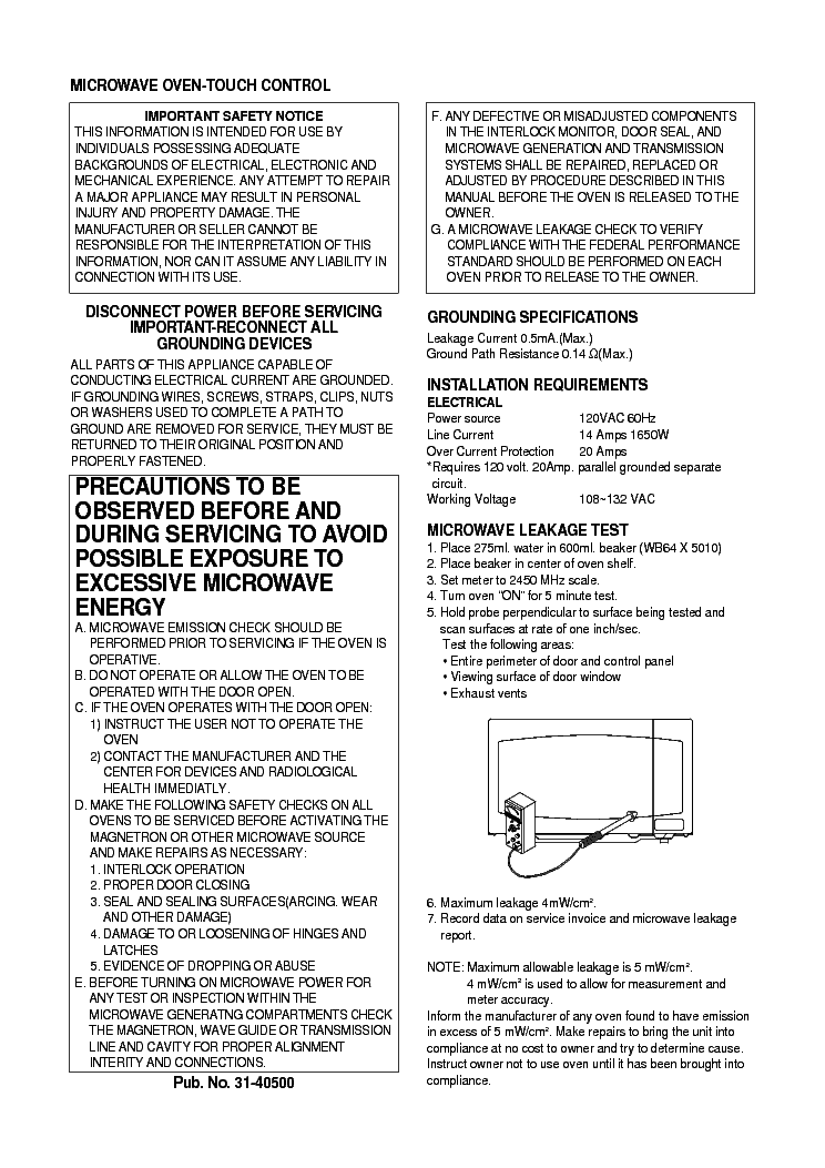 DAEWOO KOGEAU-JEZE2106 Service Manual download, schematics, eeprom ...