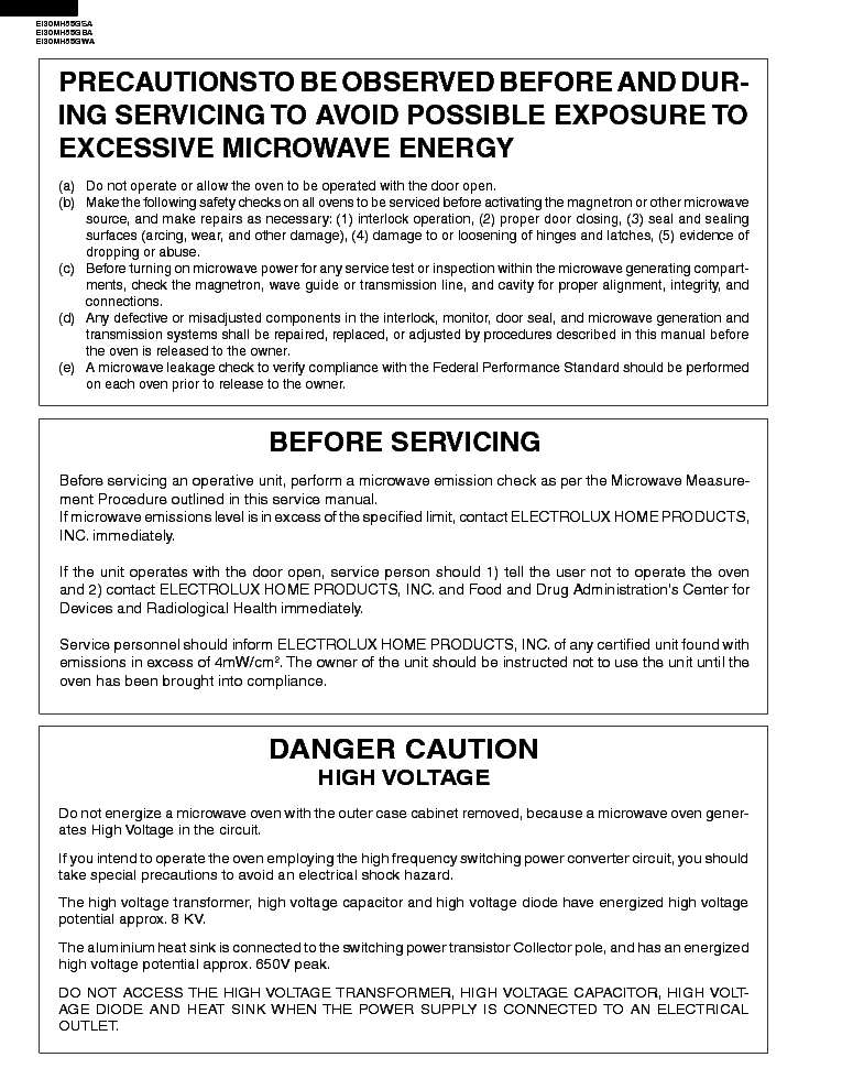 ELECTROLUX EI30MH55GXX SM service manual (2nd page)