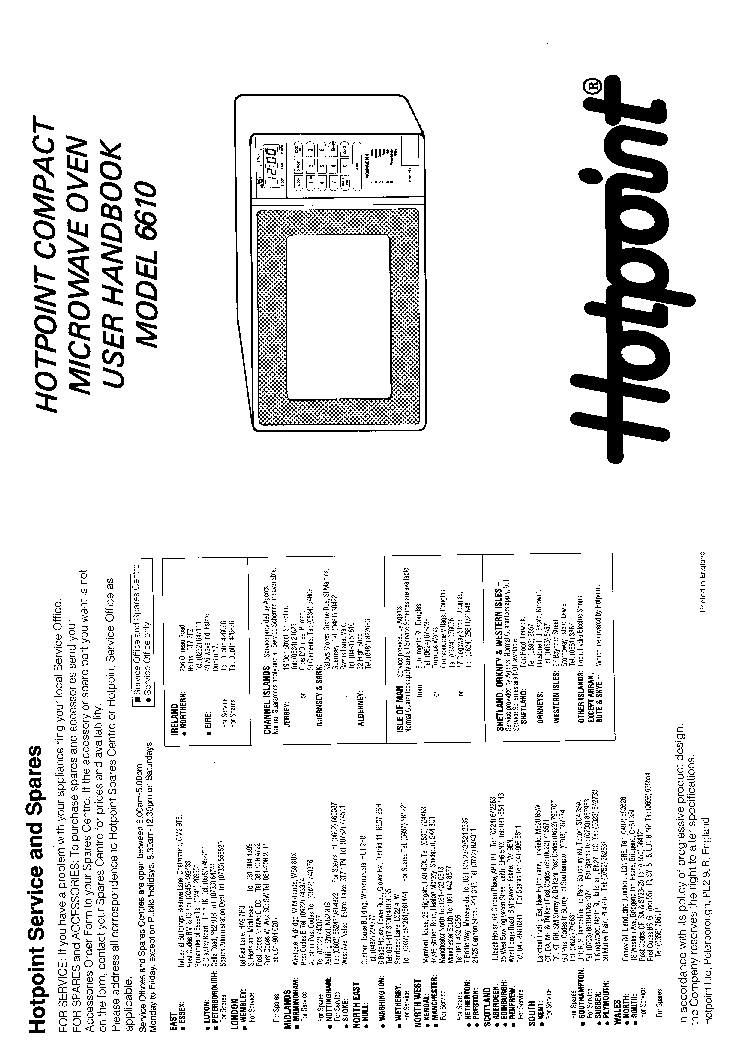 INDESIT HOTPOINT HB6110 service manual (1st page)