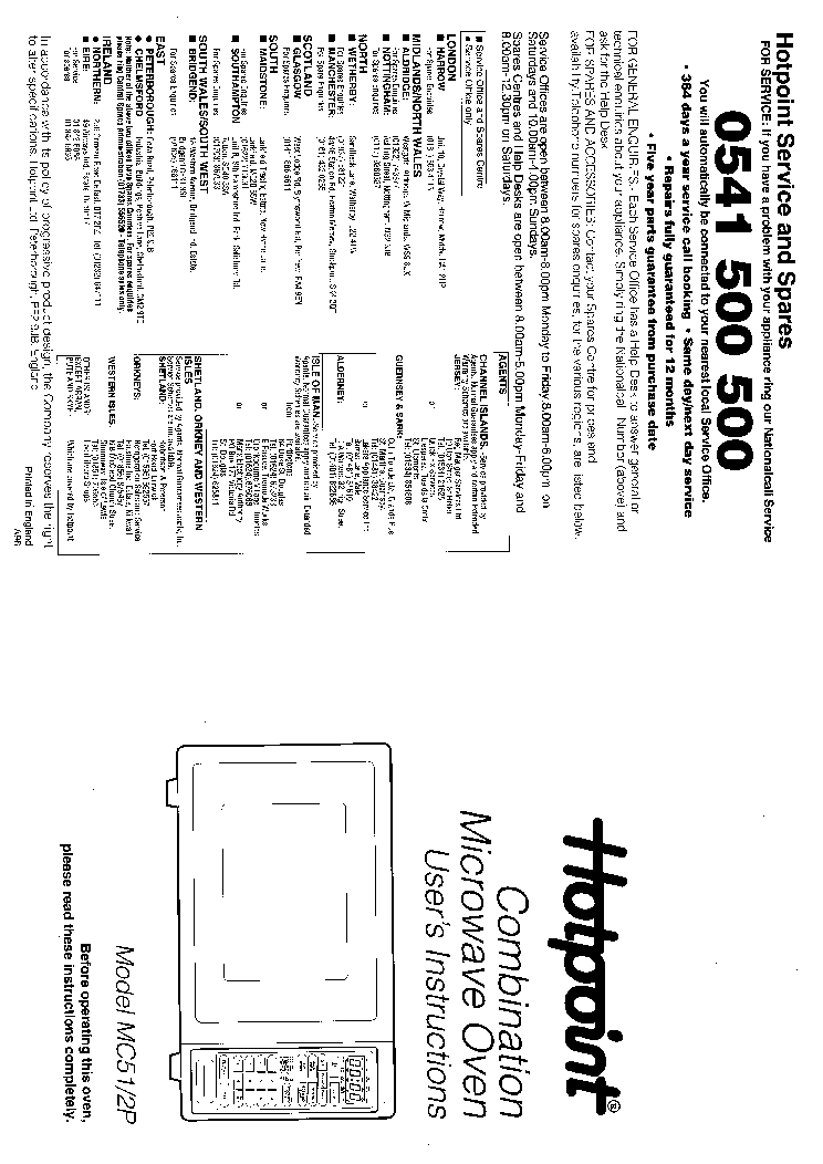 INDESIT HOTPOINT HBMC51 service manual (1st page)