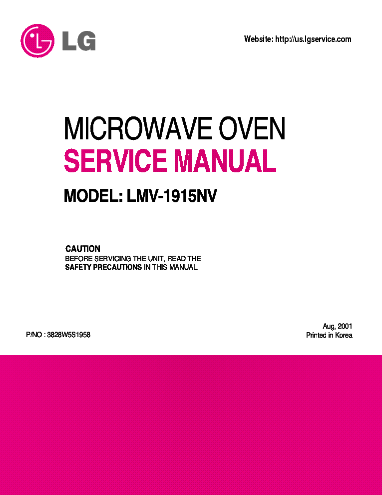 LG LMV-1915NV service manual
