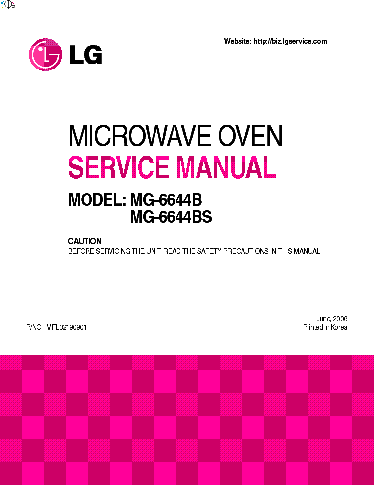 LG MG-6644BS service manual