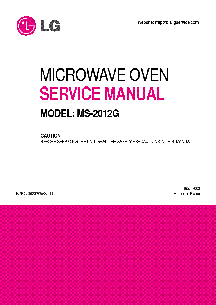 LG MS 2012G service manual