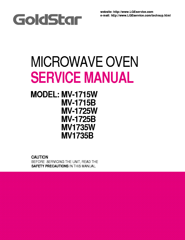LG MV1715B-MV1715W-MV1725B-MV1725W-MV1735B-MV1735W service manual