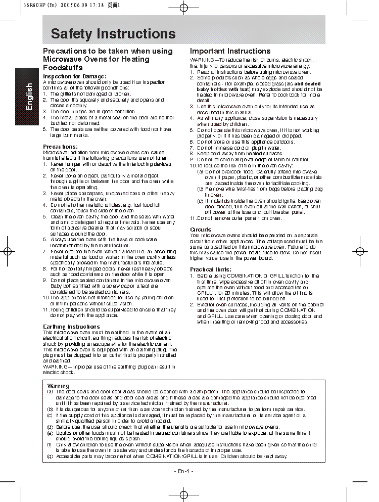 PANASONIC GX 36WF 3 MICROWAVE OVEN service manual