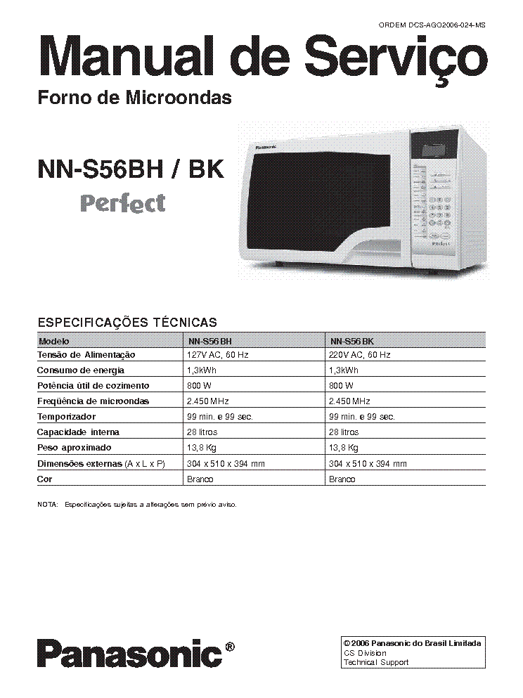 PANASONIC NN-S56BHBK service manual