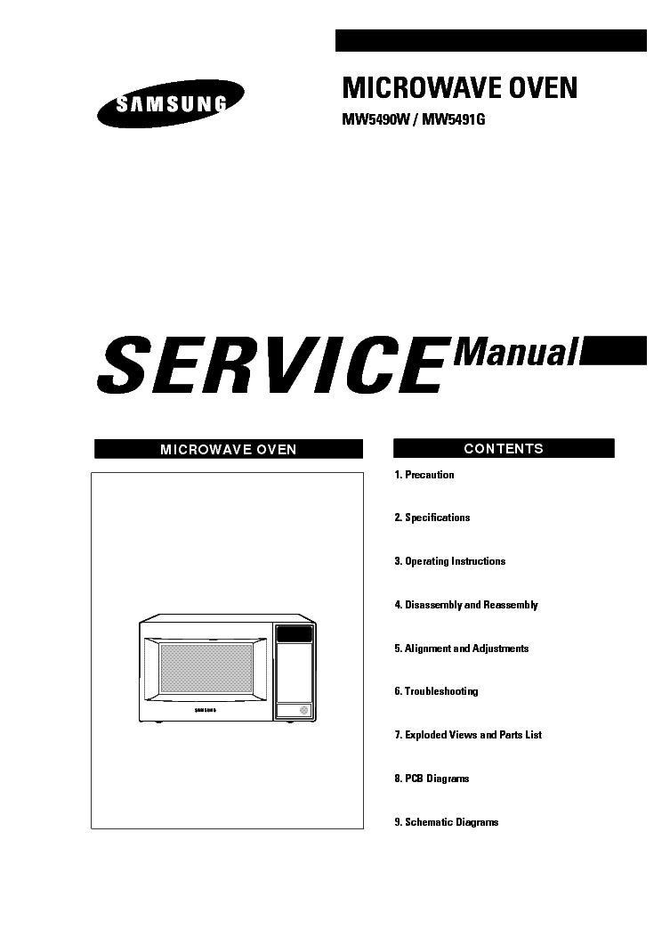 SAMSUNG MW5490W XAA Service Manual download, schematics, eeprom, repair